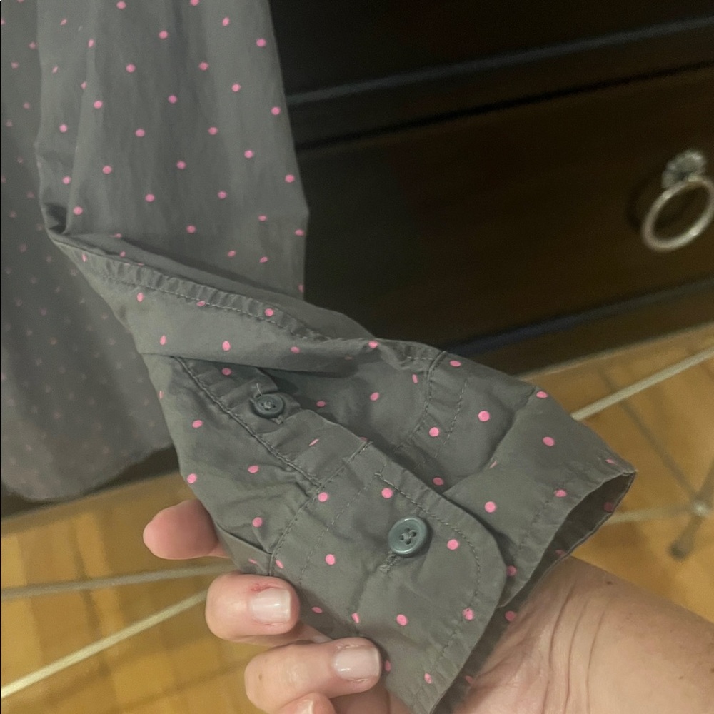 Banana Republic Button Down‎ Shirt with Pink Dots - Picture 4 of 7